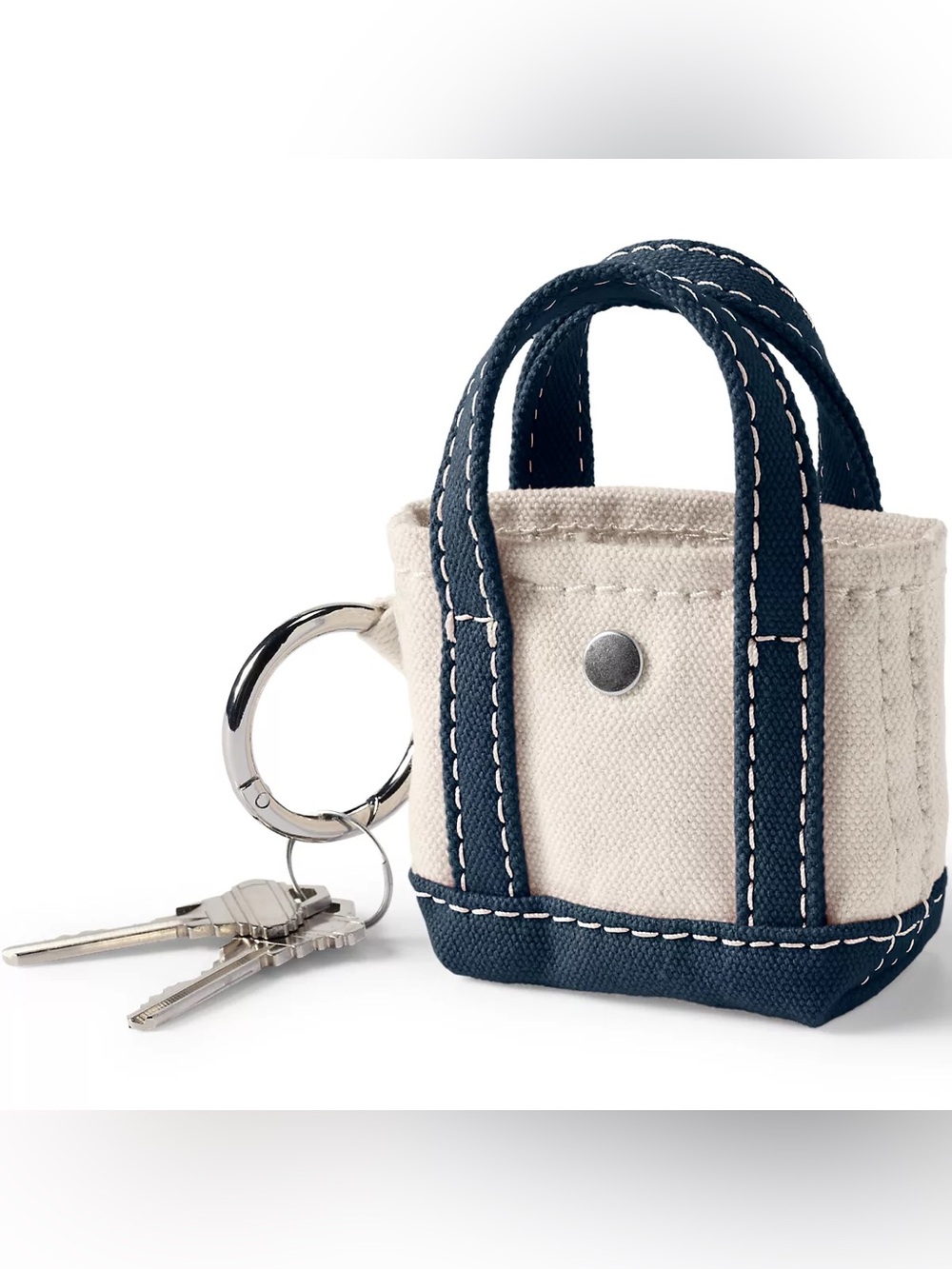 Lands End Micro Canvas Tote Charm Keychain NEW